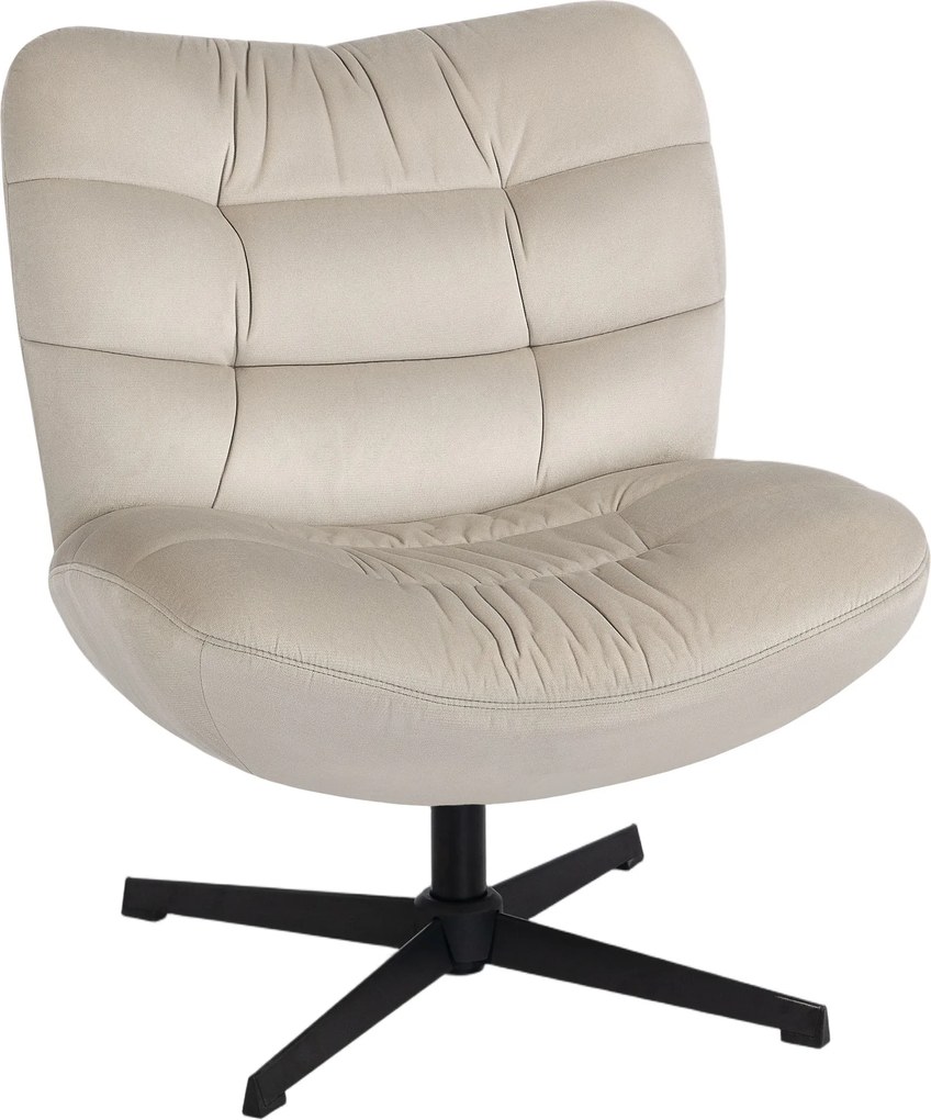 HOMCOM Poltrona de Veludo para Sala Giratória Cadeira Estofada em Chenille Sem Braços Assento e Encosto Largos 70x80x82cm Creme | Aosom Portugal