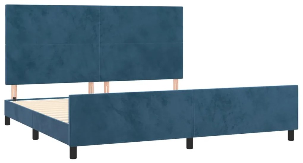 Estrutura de cama sem colchão 200x200 cm veludo azul-escuro