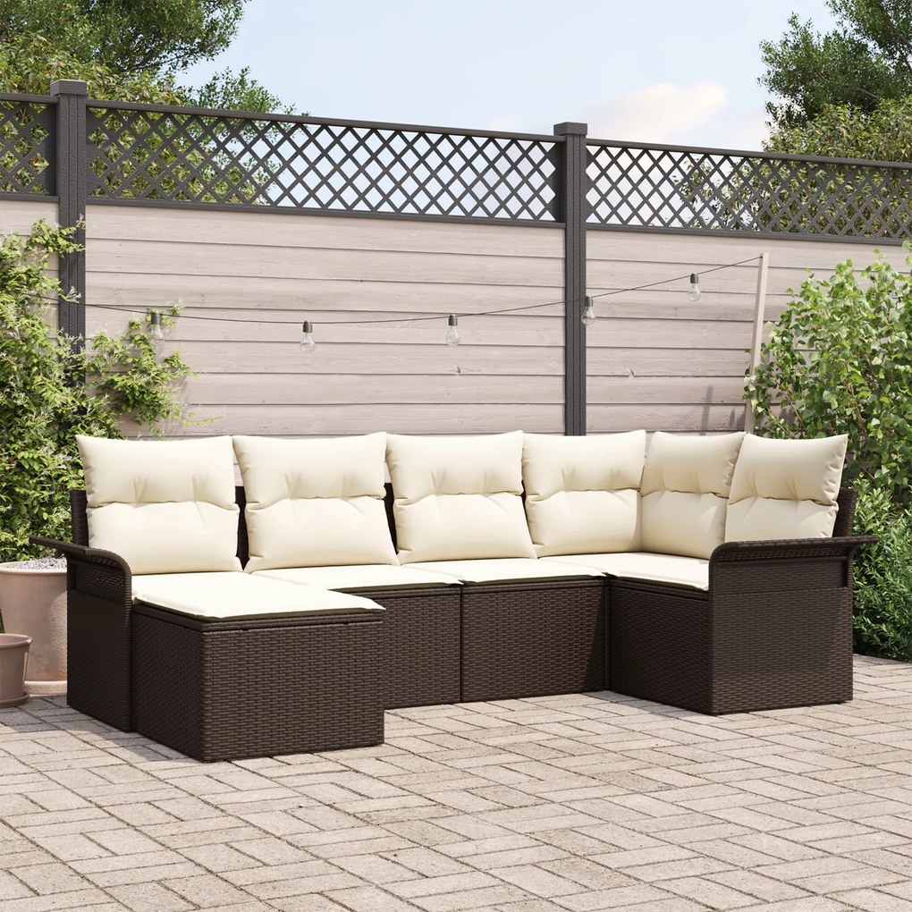 Conjunto de Sofá de Jardim vidaXL de 6 Peças com Almofadas Rattan Poli