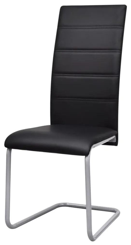 Cadeiras de jantar cantilever 2 pcs couro artificial preto