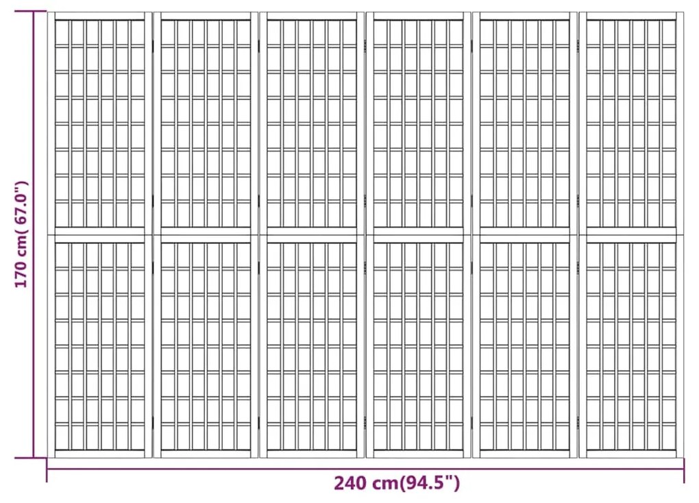 Biombo dobrável com 6 painéis estilo japonês 240x170 cm