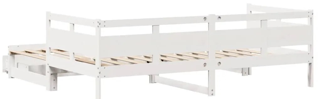 Sofá-cama com gavetão e gavetas sem colchão 90x190 cm branco