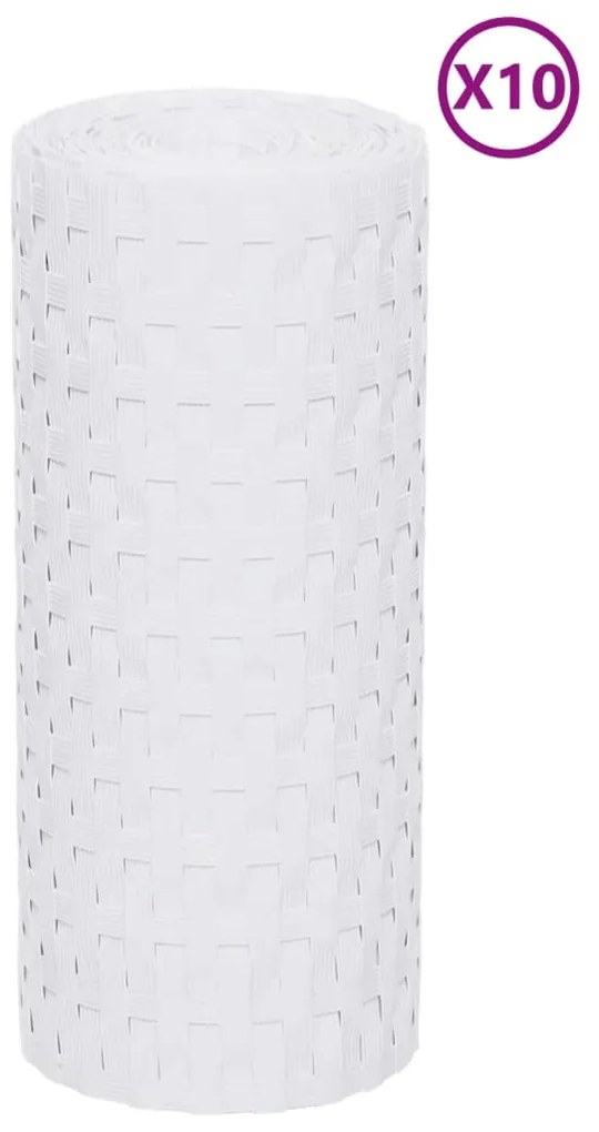 Telas de varanda 10 pcs 255x19 cm vime PE branco