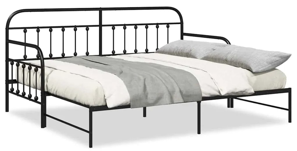 Estrutura de Daybed vidaXL com Cama Extra Preta 100x190 cm Aço
