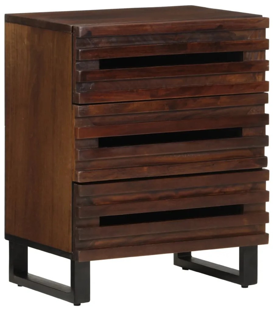 vidaXL Mesa de cabeceira 50x34x62 cm madeira mangueira maciça castanho