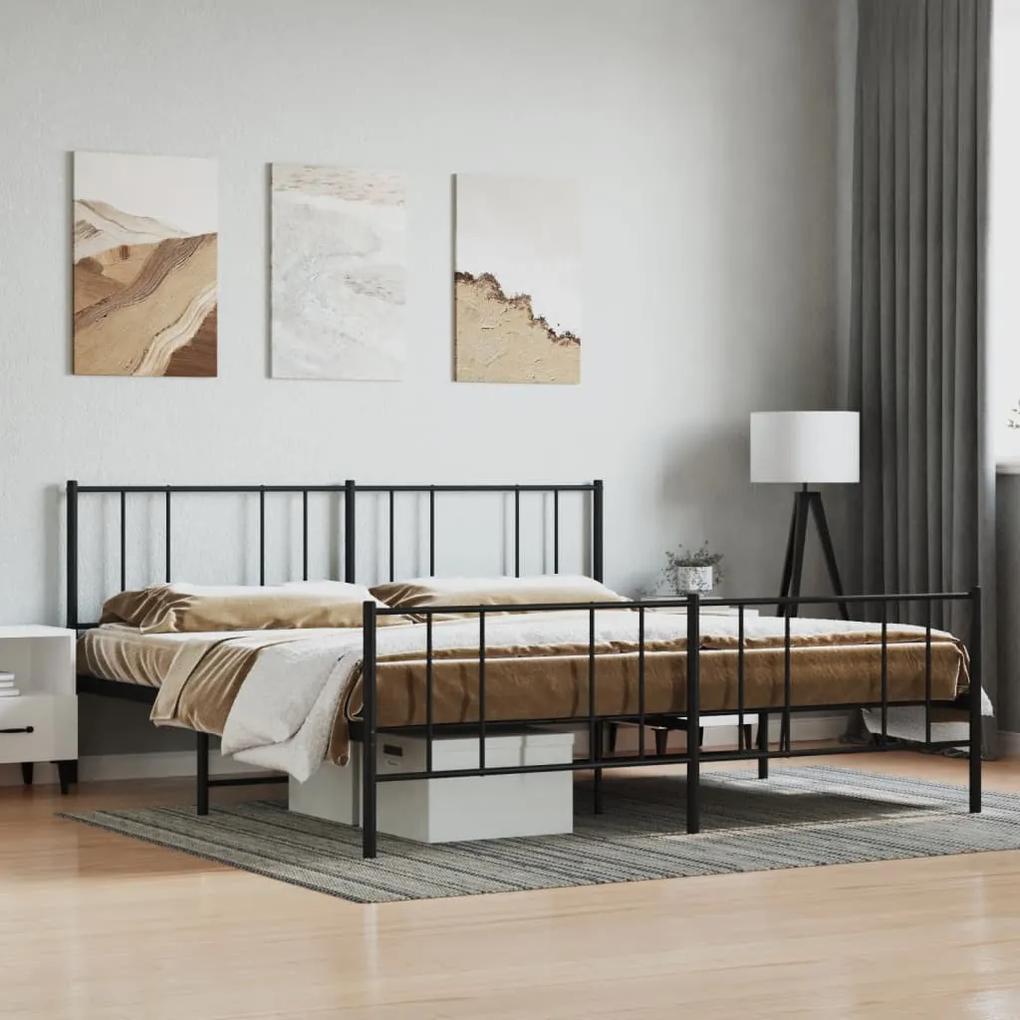 Estrutura de cama com cabeceira e pés 180x200 cm metal preto