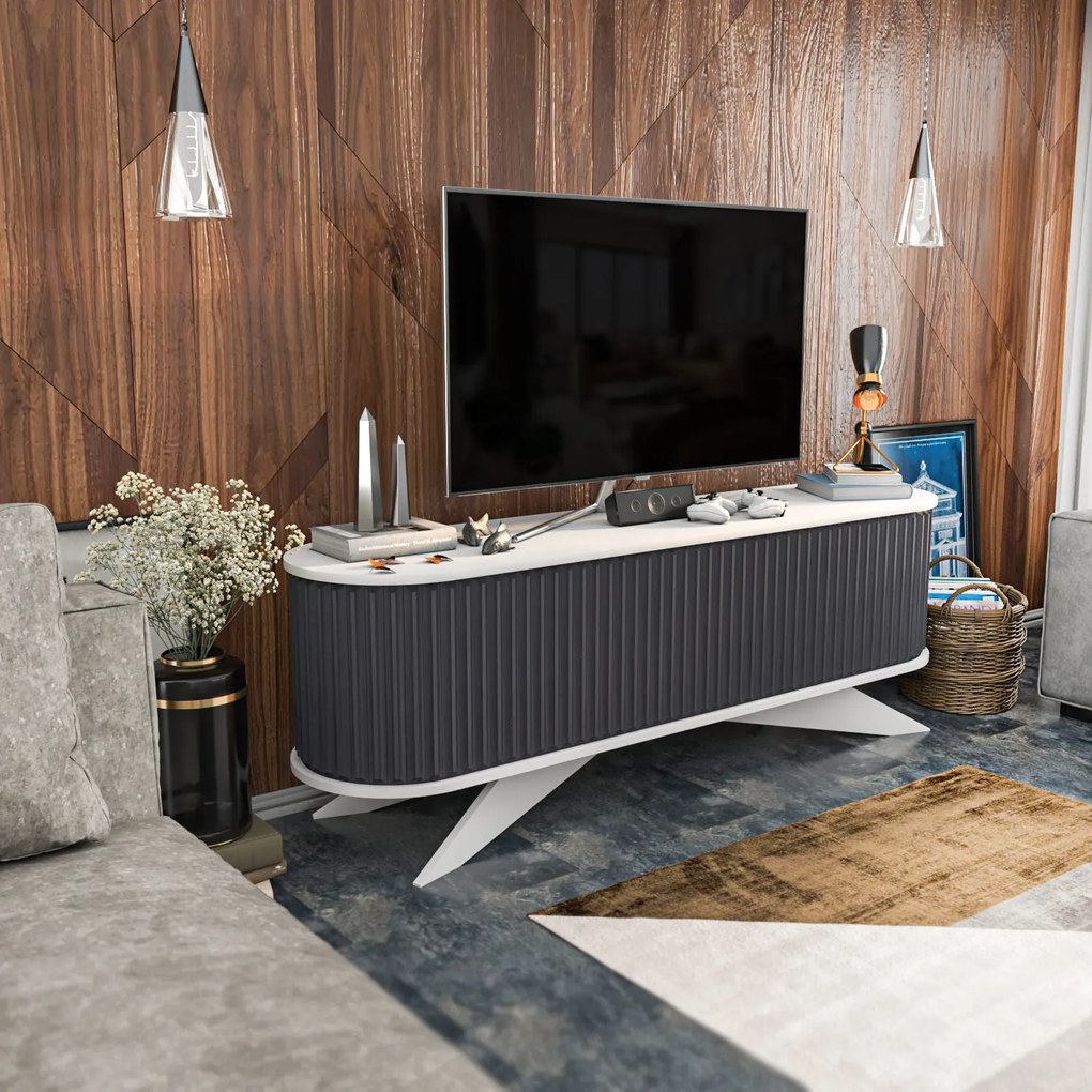 Móvel de TV Stor – Antracite e Branco – 180 cm x 43 cm x 60 cm