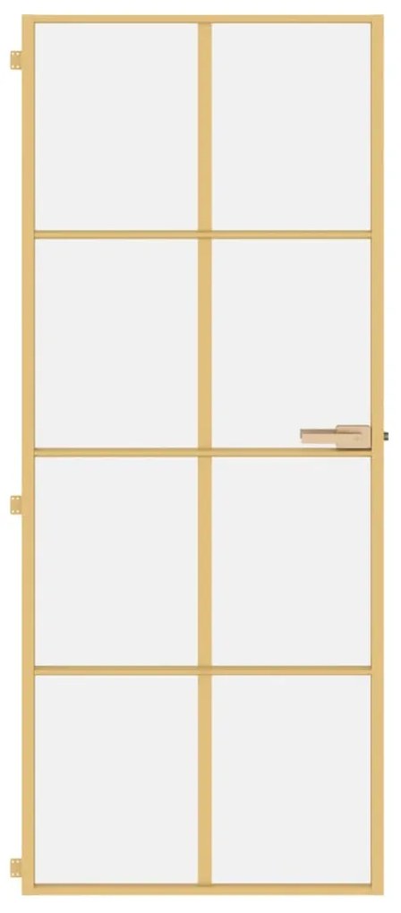 Porta interior 83x201,5 cm vidro temperado e alumínio dourado