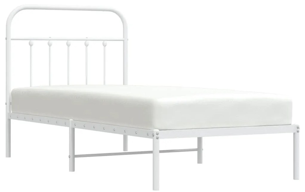 Estrutura de cama com cabeceira 90x200 cm metal branco