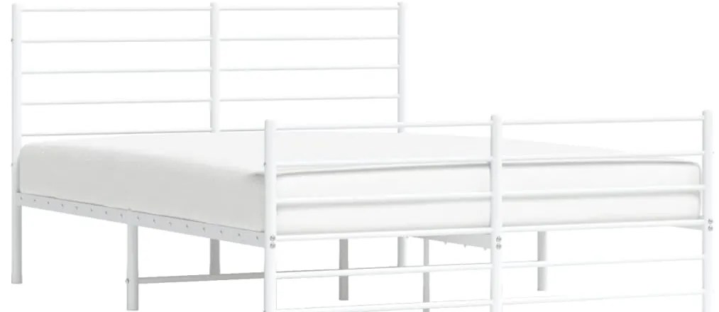 Estrutura de cama com cabeceira e pés 140x200 cm metal branco