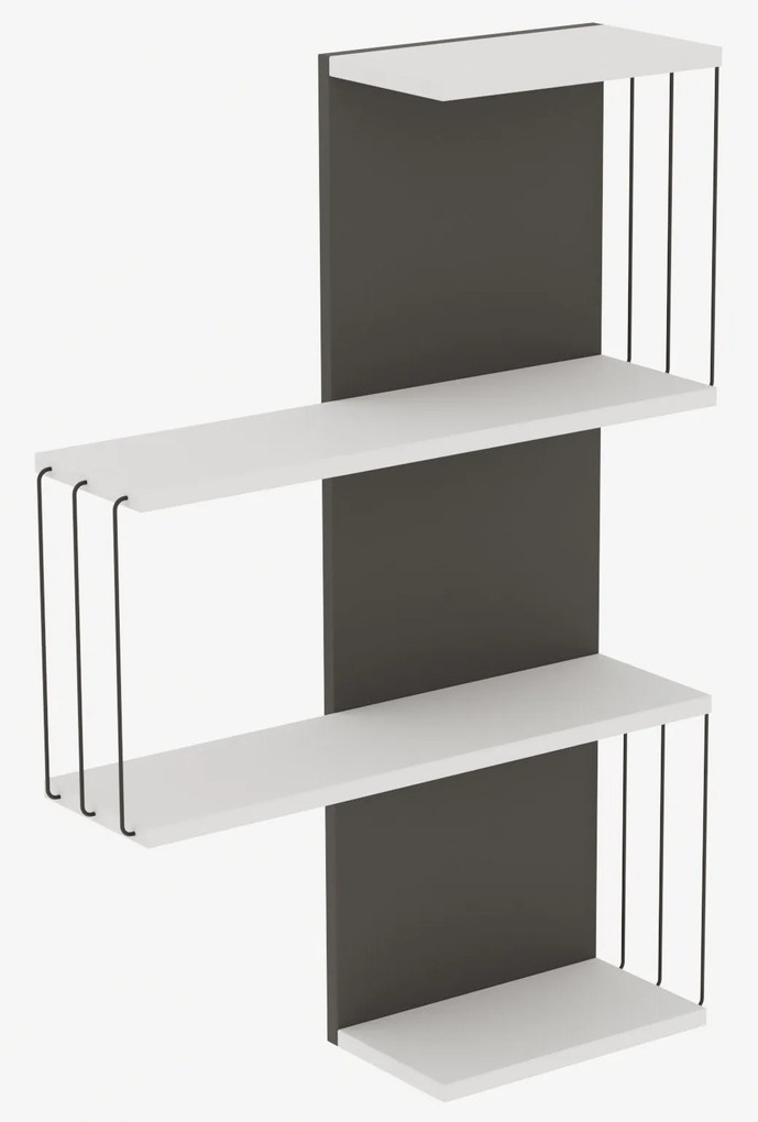 Estante de Parede Cambel – Branco e Antracite – 64x96x19 cm