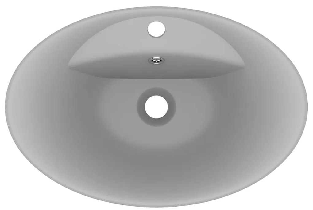 Lavatório luxuoso oval 58,5x39 cm cerâmica cinza-claro mate
