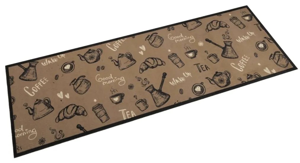 Tapete cozinha lavável 60x180 cm veludo padrão morning castanho