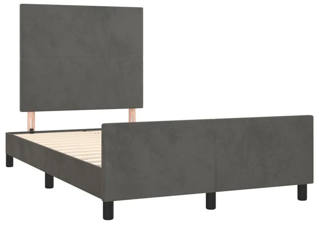 Estrutura de cama sem colchão 120x190 cm Veludo cinza escuro
