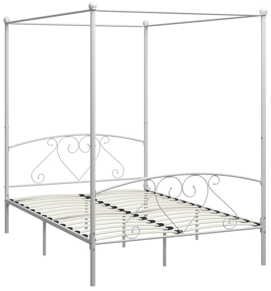 Estrutura de cama com dossel metal branco 140x200 cm