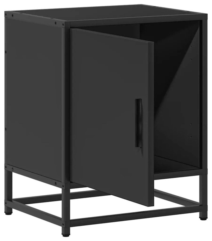 Mesa de cabeceira 40x31x50cm derivados de madeira preto e metal
