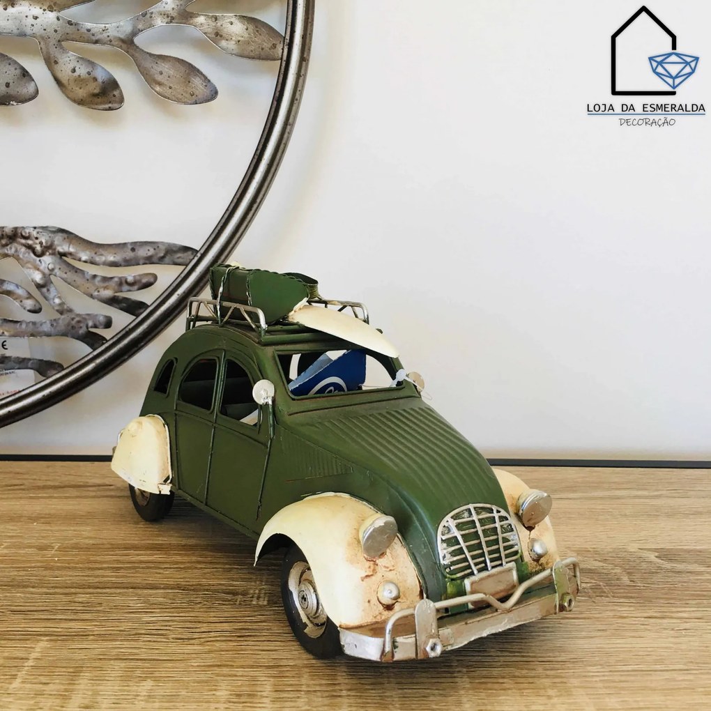 Carrinho Decorativo | Verde &amp; Creme | 25x10x13CM