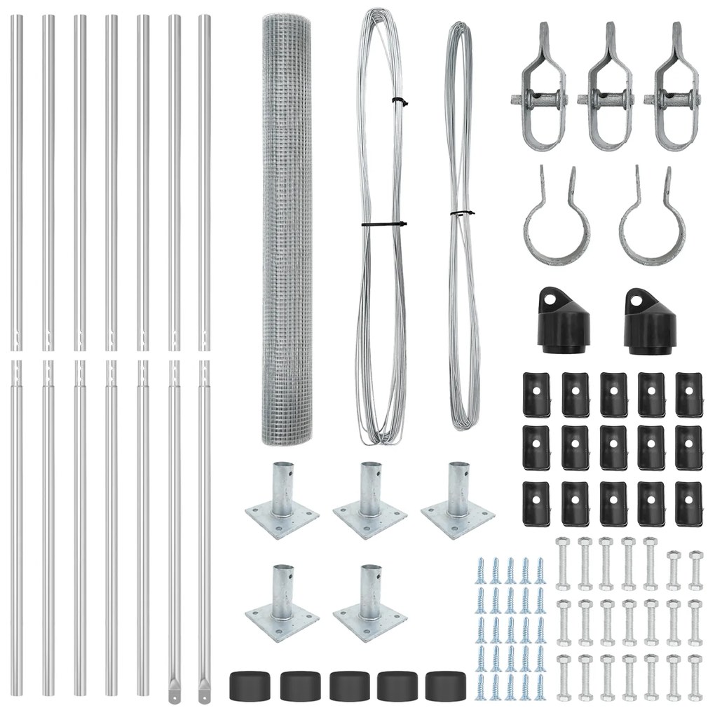 Conjunto de Poste de Cerca Conjunto de 2 Aço galvanizado 10m x 1m