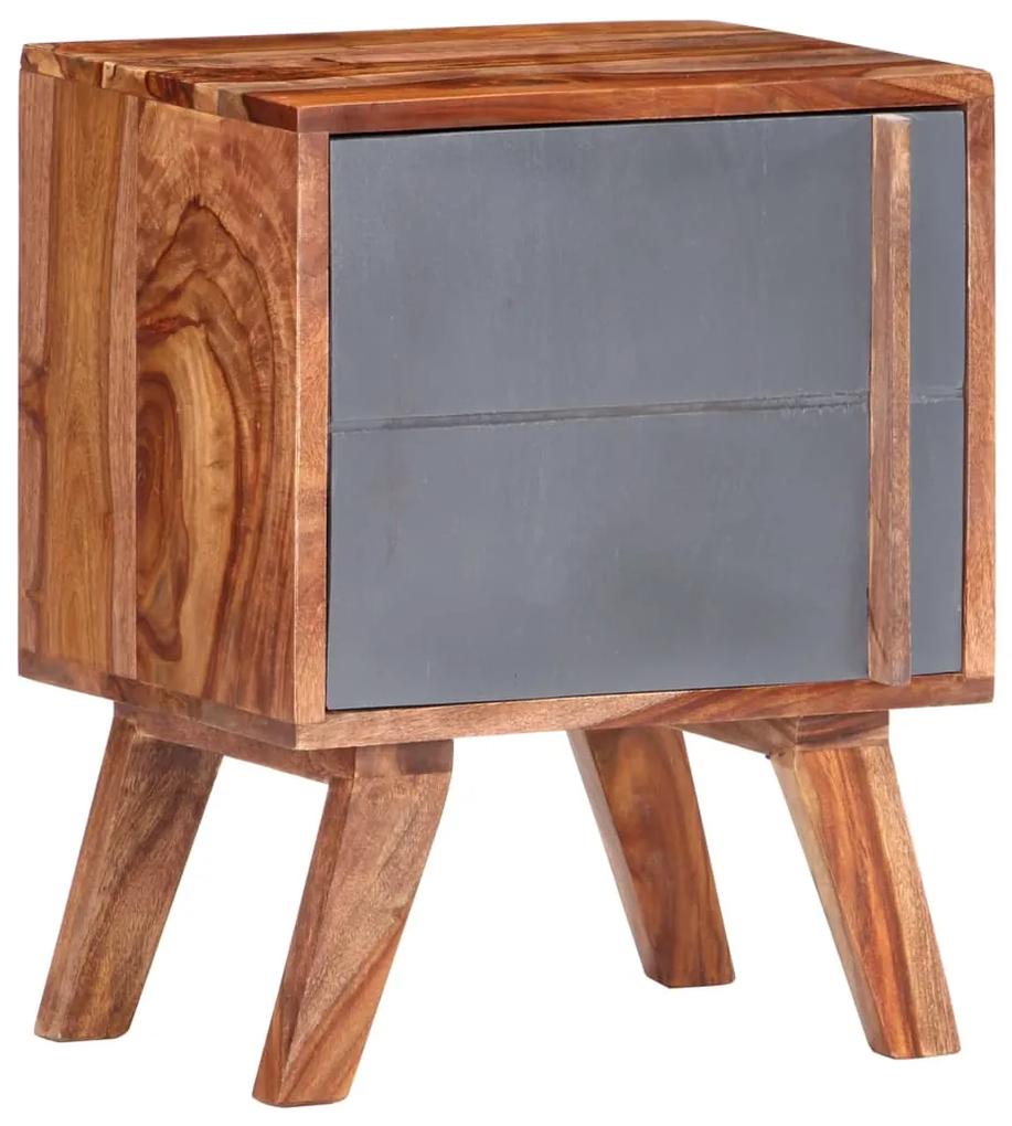 Mesa de cabeceira 40x30x50 cm madeira sheesham maciça cinzento