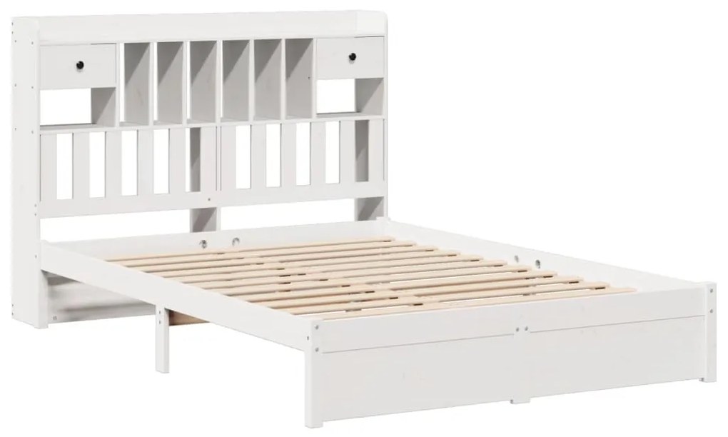 Cama com estante sem colchão 160x200 cm pinho maciço branco