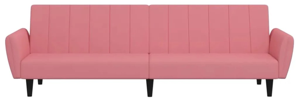 Sofá-cama de 2 lugares veludo rosa
