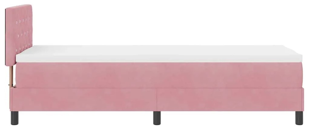 Cama Box Spring com Colchão e LED Rosa 80x200 cm Veludo