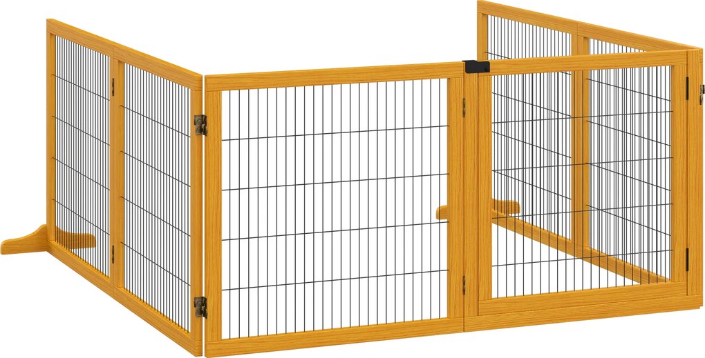 Barreira de segurança para cães, dobrável, com 6 painéis e pés removíveis, 432 x 36 x 70 cm, amarela