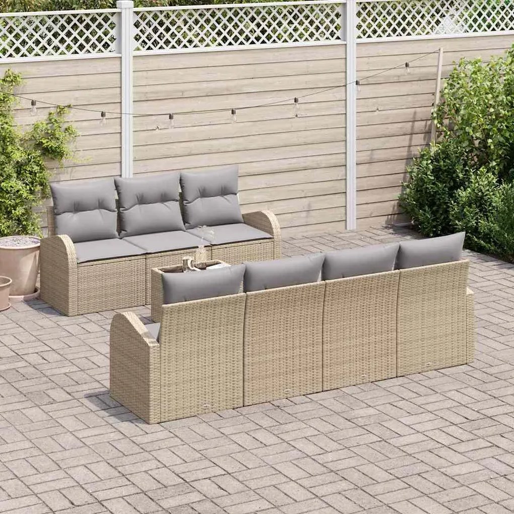 vidaXL Conjunto de Sofá de Jardim com almofada 8 pcs Bege e Cinza