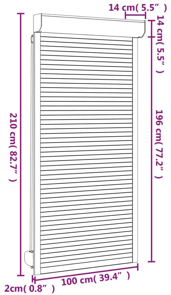 Persiana de enrolar em alumínio 100x210 cm antracite