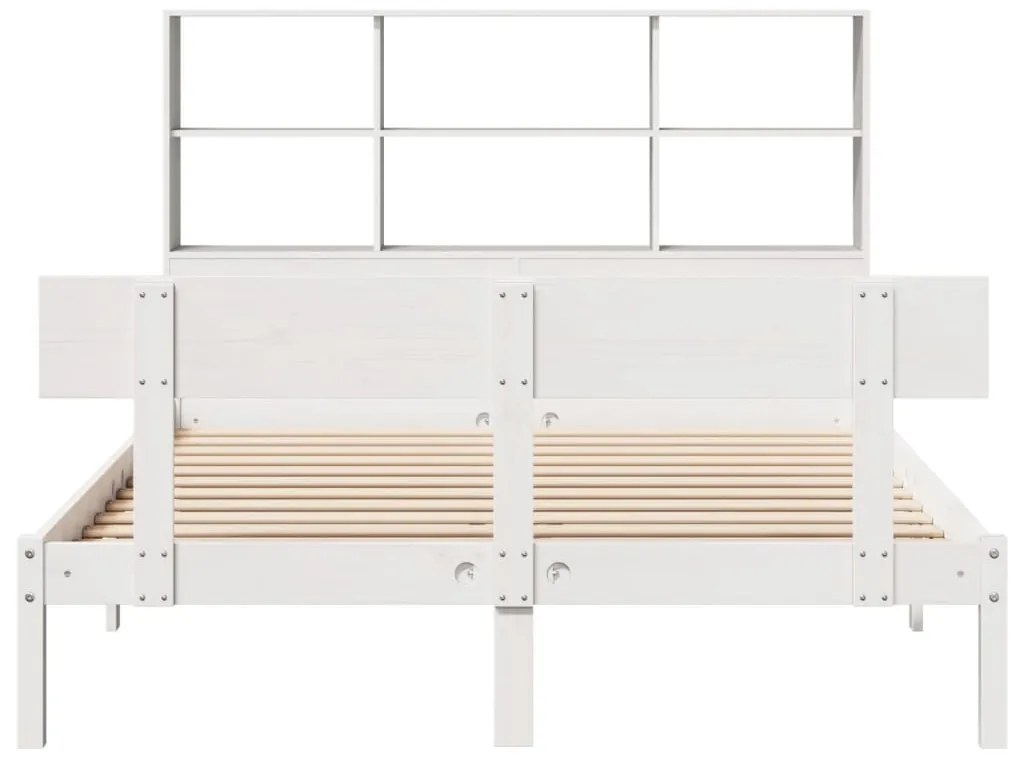 Cama com estante sem colchão 150x200 cm pinho maciço branco