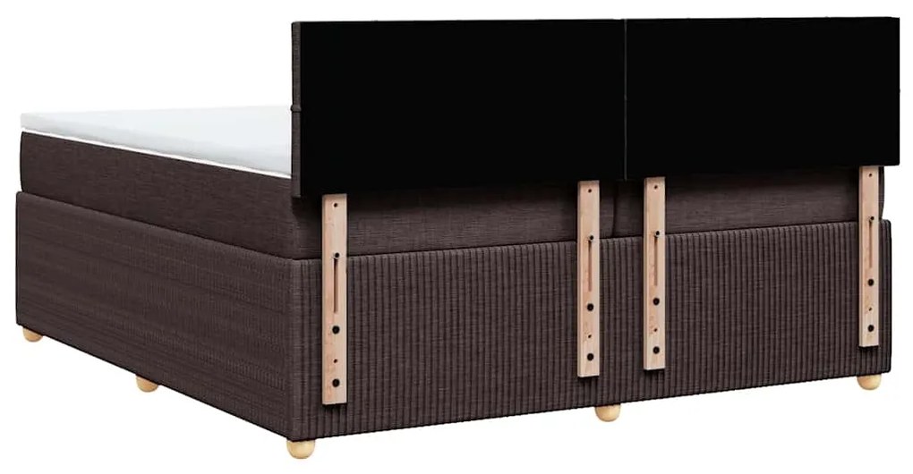 Cama com molas/colchão 200x200 cm tecido castanho-escuro