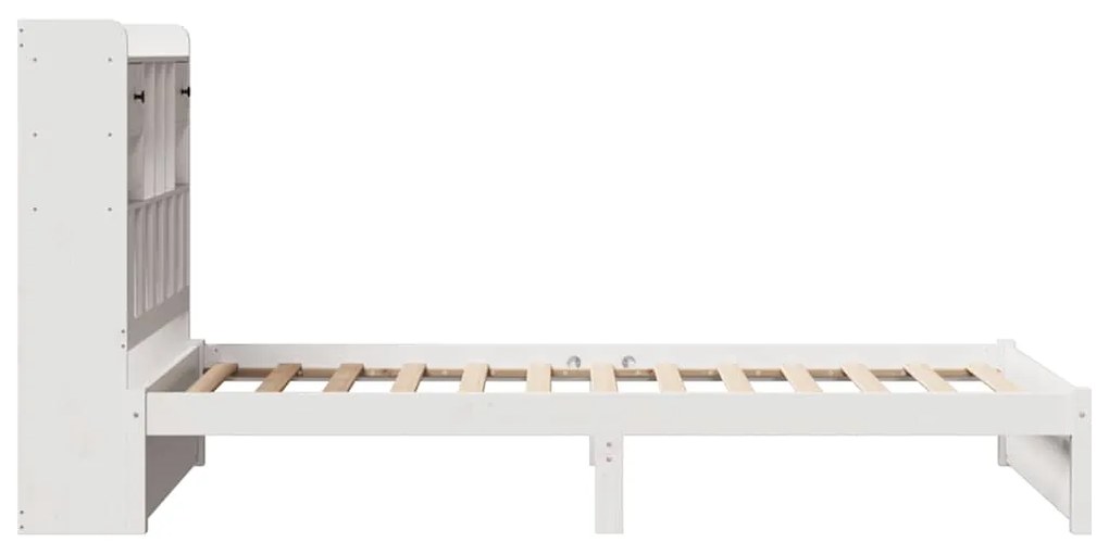 Cama com estante sem colchão 75x190 cm pinho maciço branco
