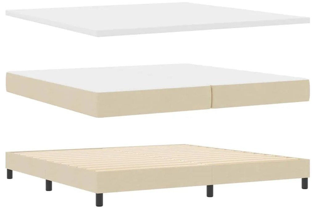 Cama Box Spring com Colchão Creme 200x200 cm Tecido