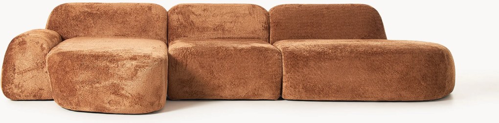 Sofá de canto modular em teddy-bouclé Wolke (4 lugares)