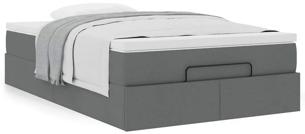 Estrutura de cama otomana com colchão cinza escuro tecido