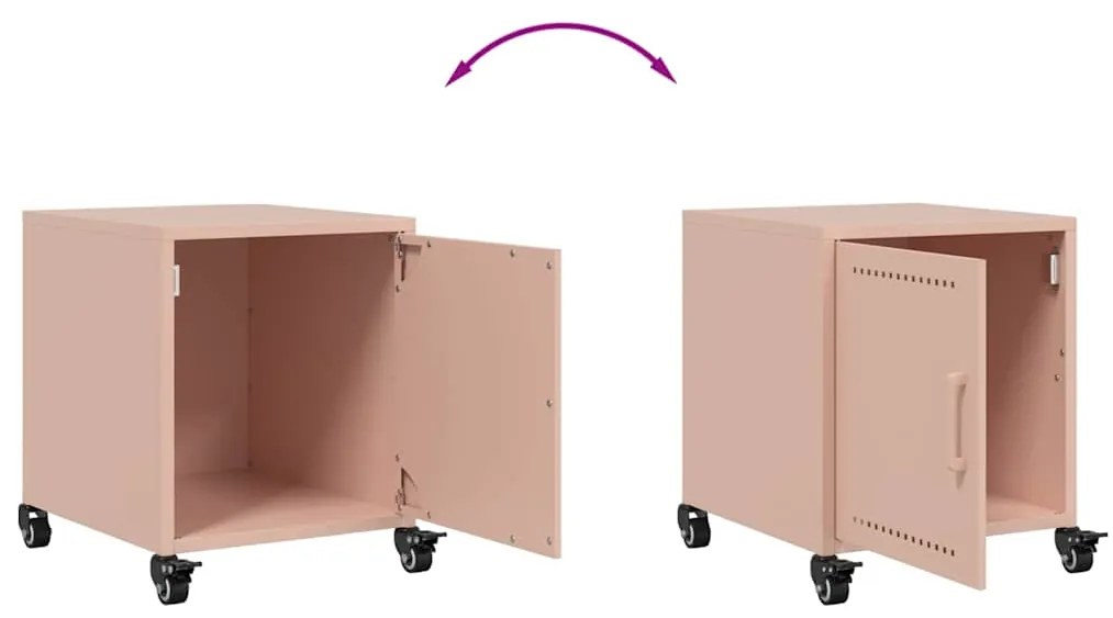 Mesa de cabeceira 36x38,5x43,5 cm aço rosa