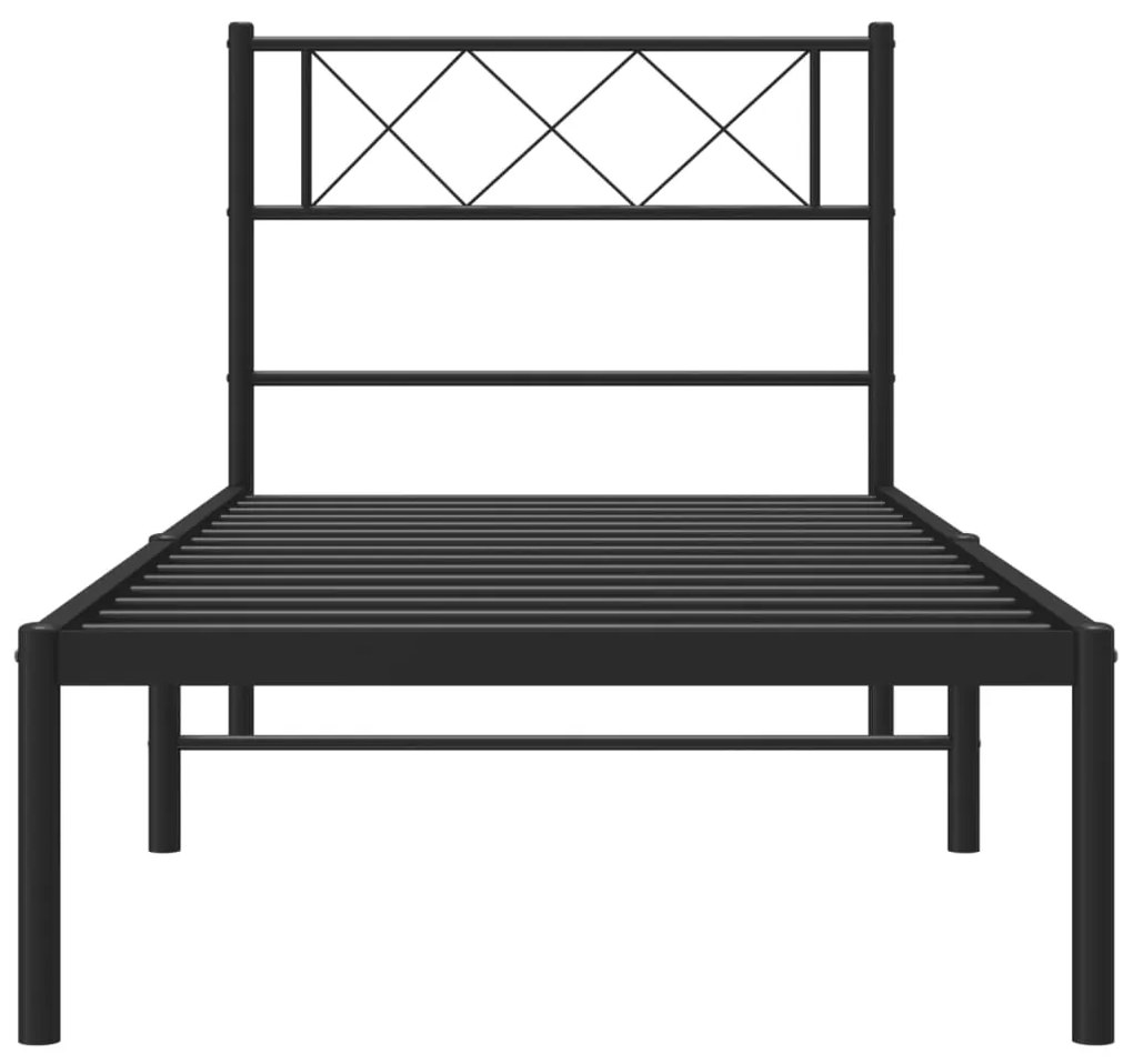 Estrutura de cama com cabeceira 100x190 cm metal preto