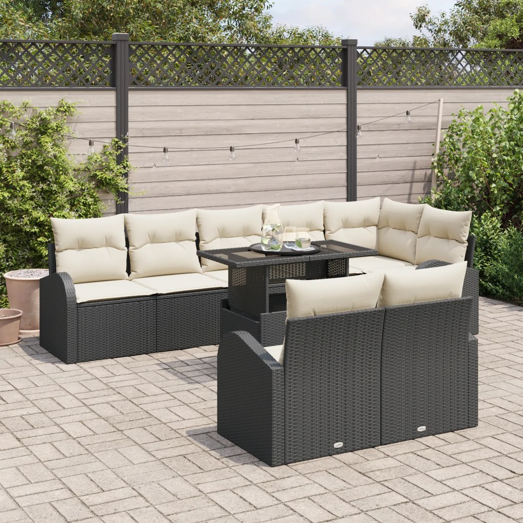 Conjunto de Sofás de Jardim vidaXL de 9 Peças com Almofadas Rattan Pre