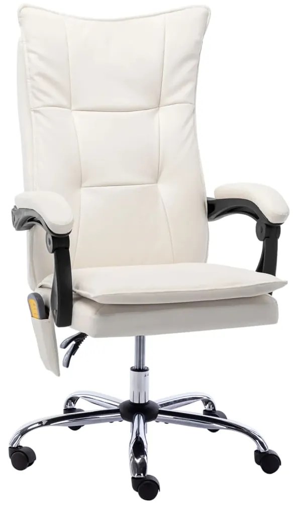 vidaXL Cadeira de escritório c/ função massagem couro artificial creme