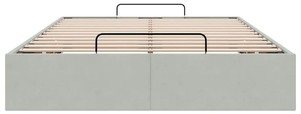Otomano Bed Frame No Colchão Cinzento Claro 120x200 cm Veludo