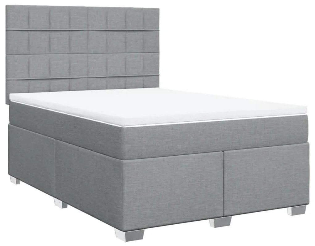 Cama com molas/colchão 140x190 cm tecido cinzento-claro