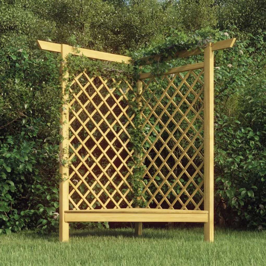 vidaXL Pérgola de canto com banco 166x81x174 cm pinho impregnado