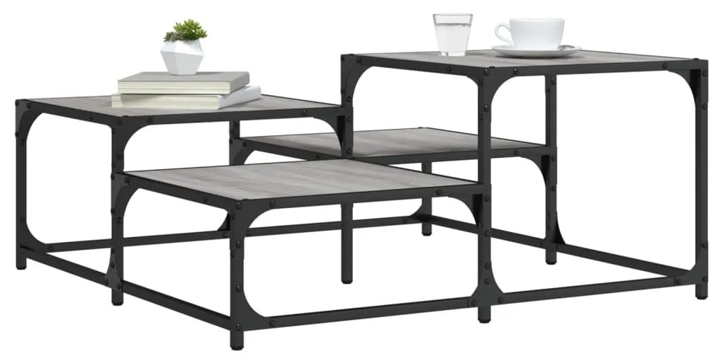 vidaXL Mesa de centro 87,5x87,5x40cm derivados de madeira cinza sonoma