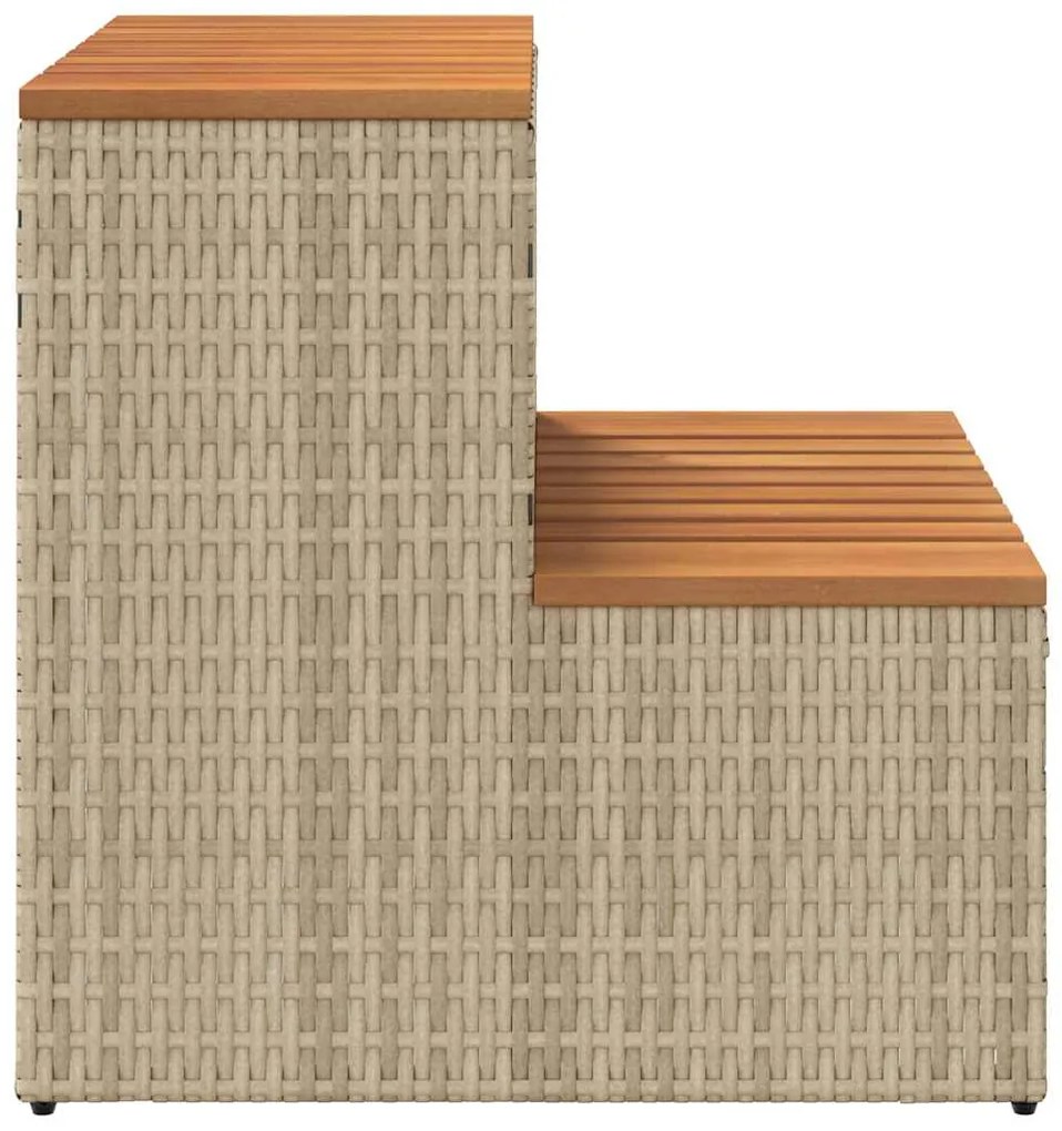 Degrau p/ hidromassagem 50x50x50,5 cm PE e acácia maciça bege