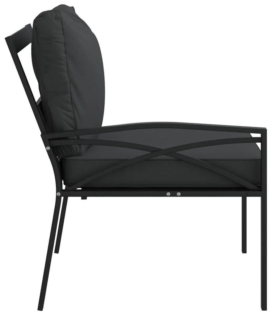Cadeiras de jardim c/ almofadões cinzentos 2 pcs 62x75x79cm aço