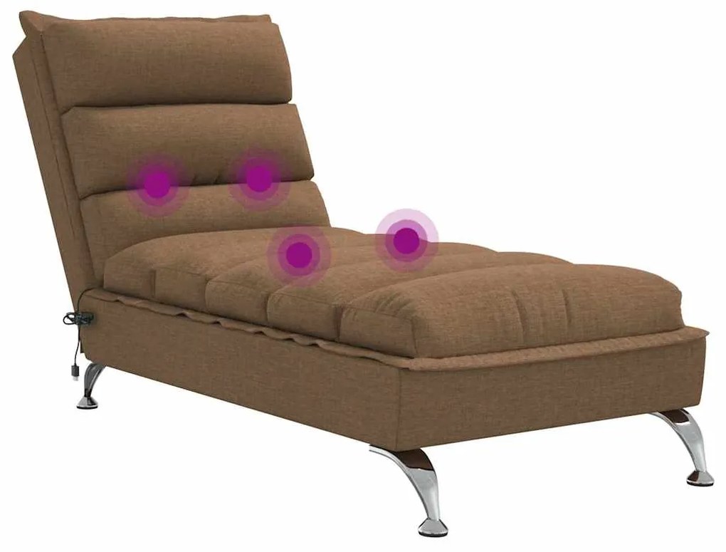 Chaise lounge de massagem com almofadões tecido castanho