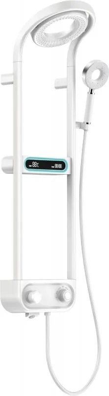 Mexen Peak conjunto de chuveiro de superfície com chuveiro de teto e torneira, ecrã LED, branco - 78106-20