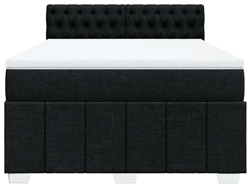 Cama com molas/colchão 140x200 cm tecido preto