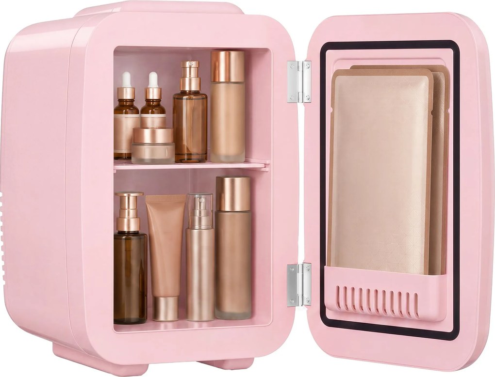Mini-frigorífico portátil com função de refrigeração e aquecimento, 12 V/230 V, 4 L, 28 x 20,5 x 29,5 cm, rosa