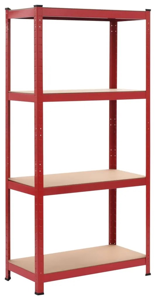 Prateleiras de arrumação 80x40x160 cm aço e MDF vermelho
